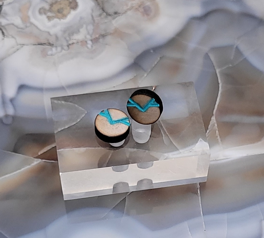 Native Round laser-cut wooden nickel-free earrings