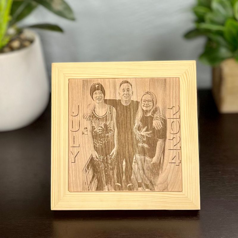 Laser Engraved Wood Photos With Frame