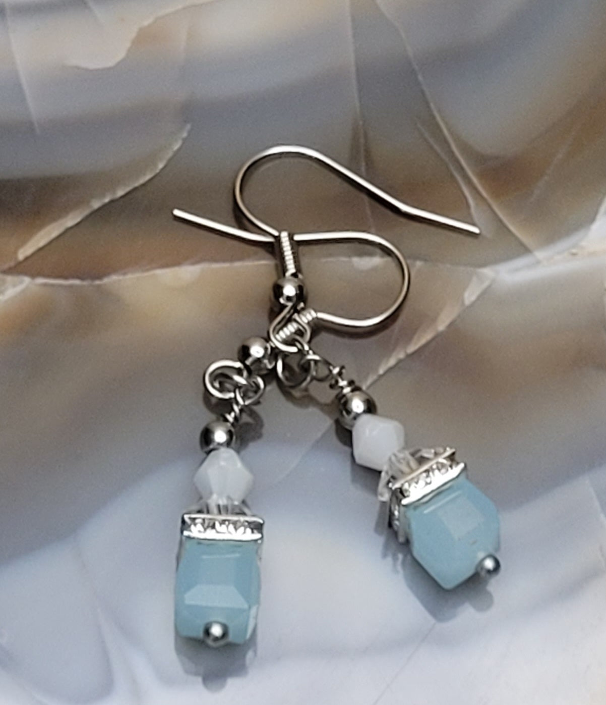 Sky Prism Cube Earrings: Hypoallergenic Nickel-Free Beauty