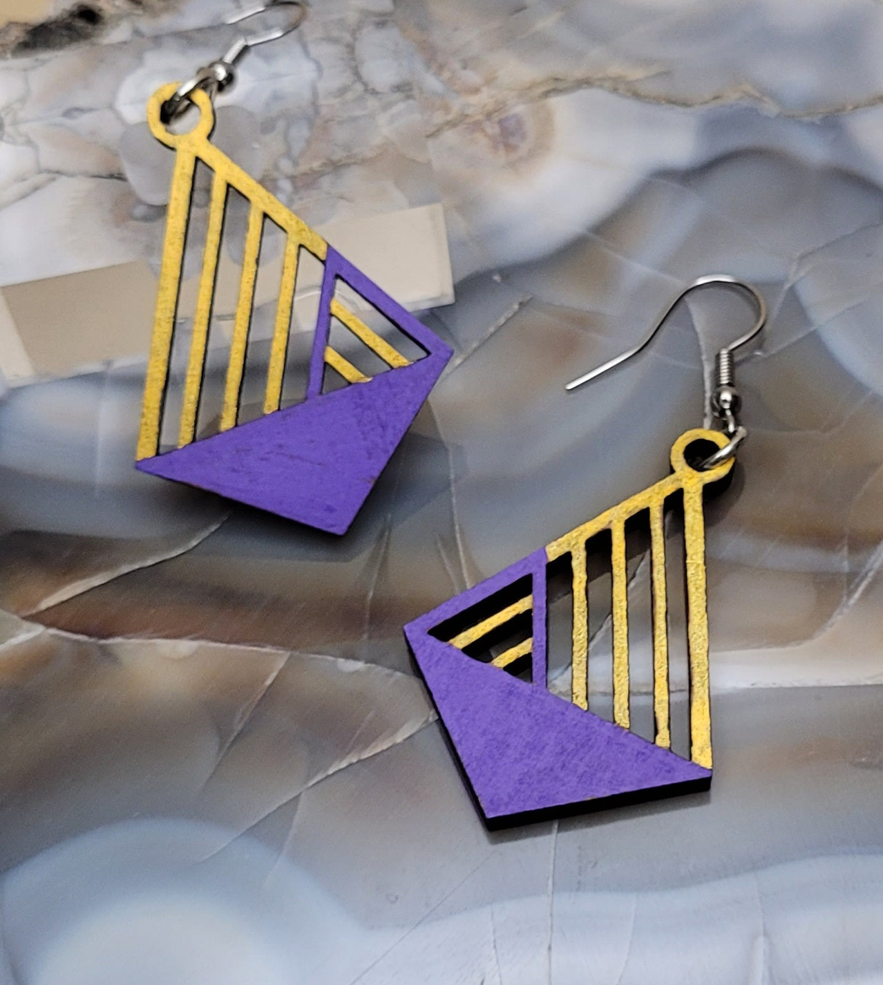Enchanting Diamond Dreams Wooden Earrings