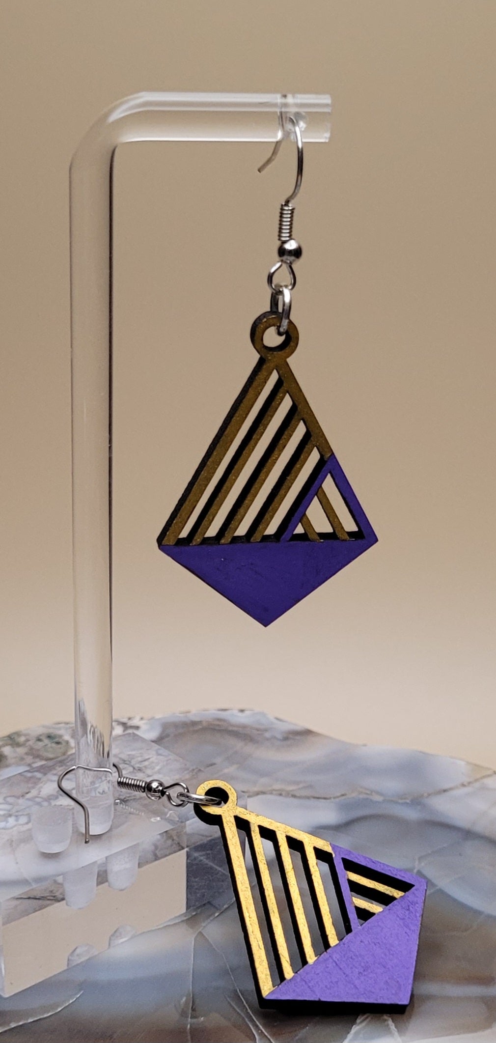 Enchanting Diamond Dreams Wooden Earrings