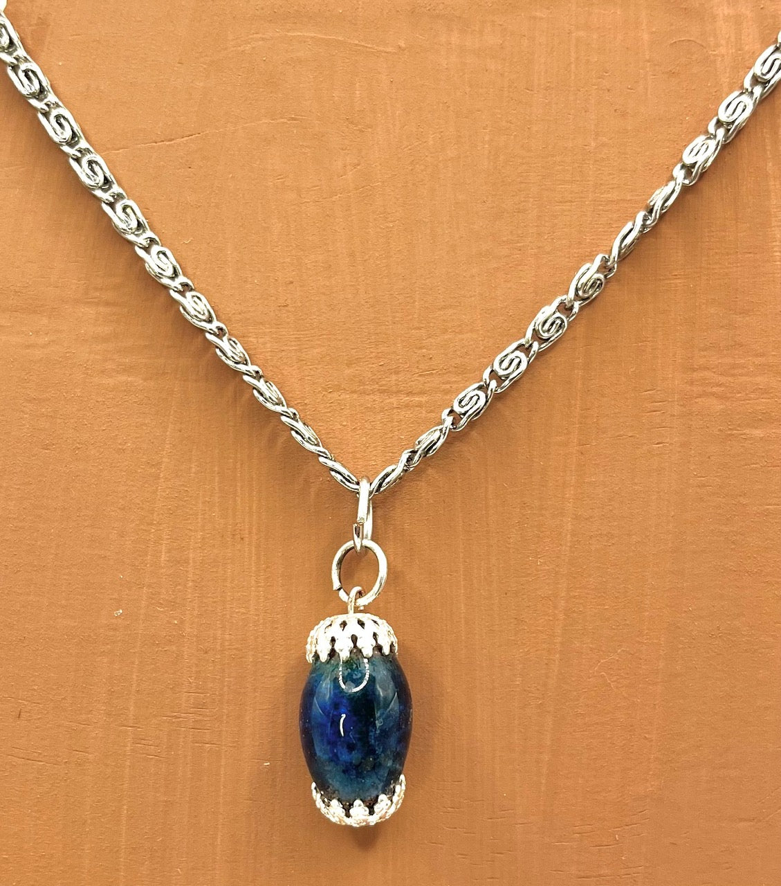 Silver Sapphire Splendor: Nickel Free Earring And Silver Necklace Set