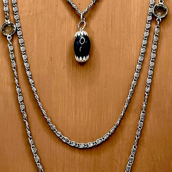 Silver Sapphire Splendor: Nickel Free Earring And Silver Necklace Set