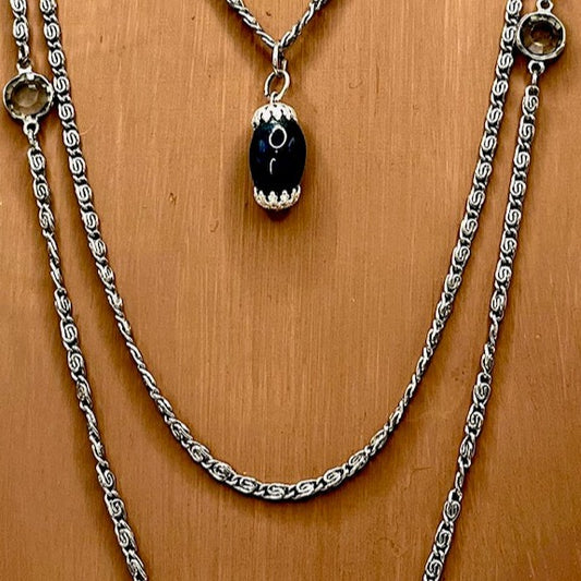 Silver Sapphire Splendor: Nickel Free Earring And Silver Necklace Set