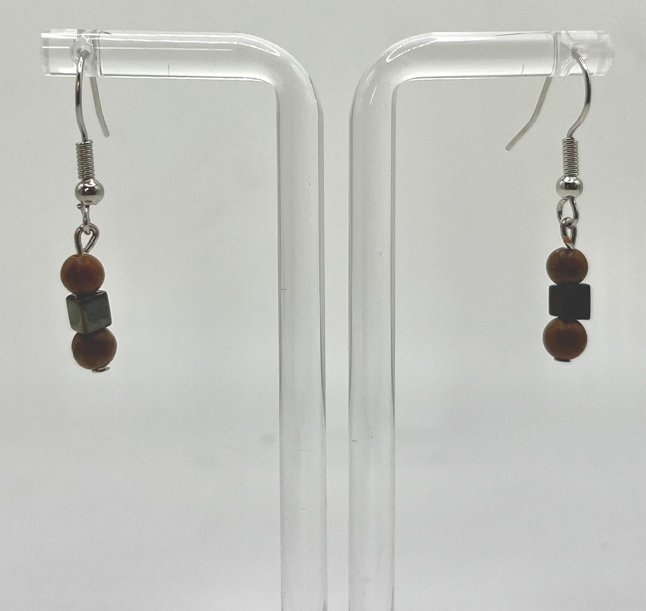Pair Of Fusion Wood & Glass Earrings