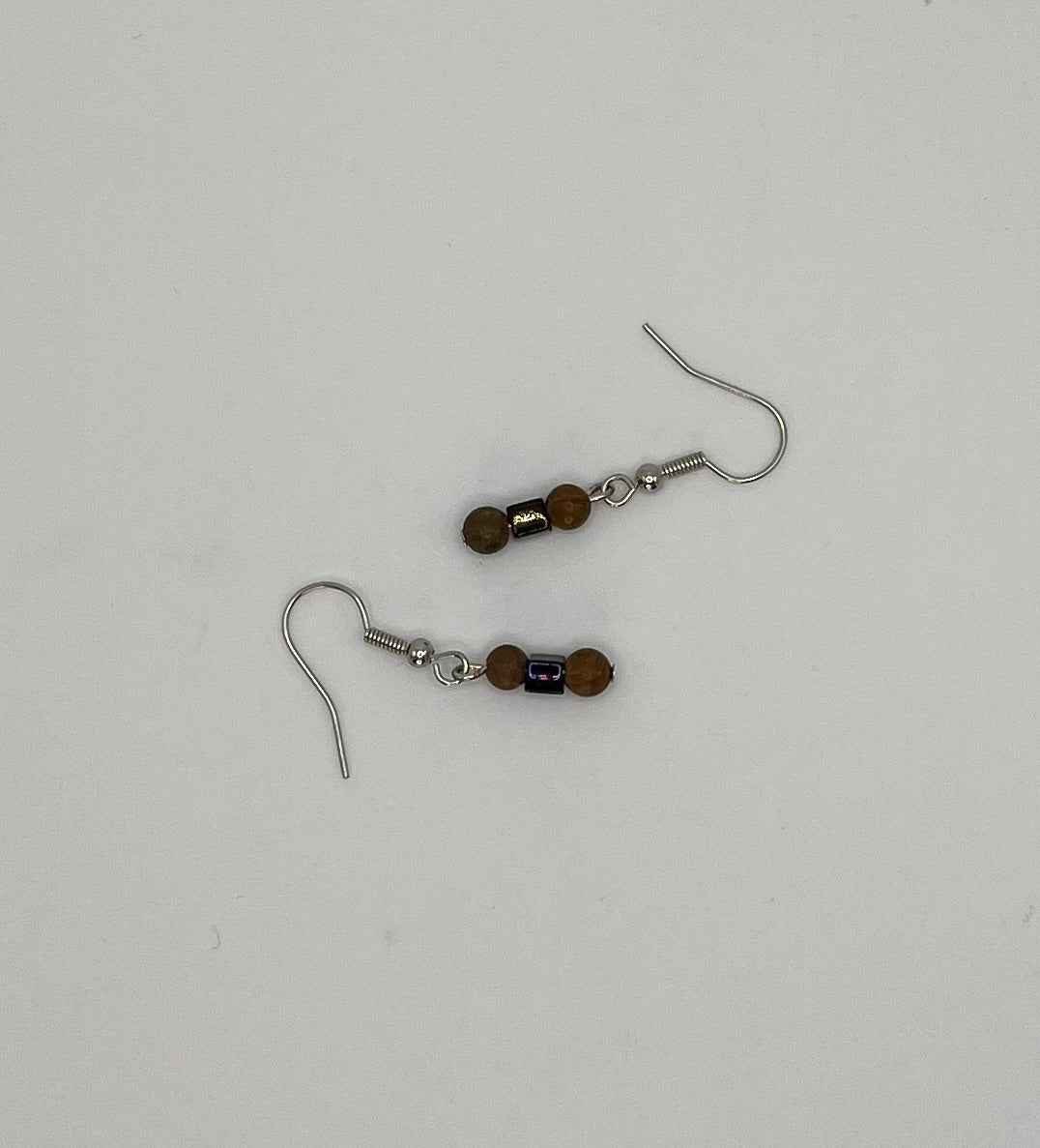 Pair Of Fusion Wood & Glass Earrings