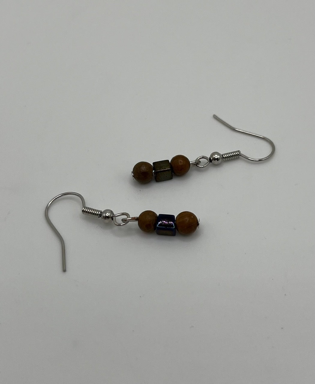 Pair Of Fusion Wood & Glass Earrings