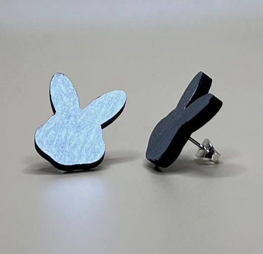 Silver Bunny Whispers Stud Earrings