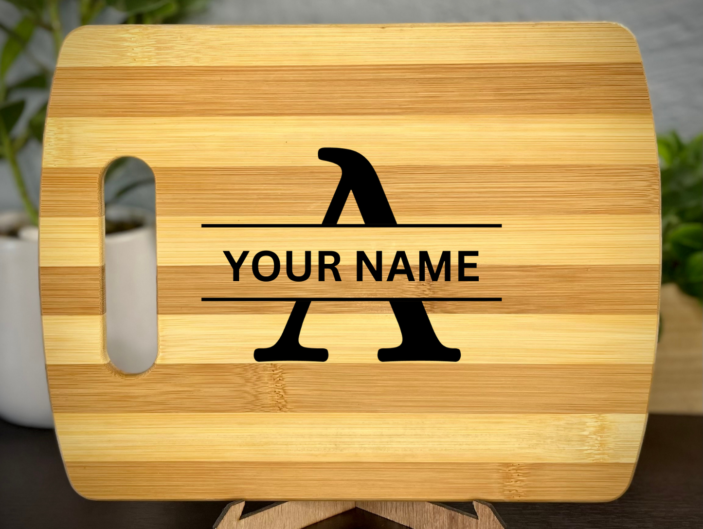 Letter Monogram Bamboo Cutting Board
