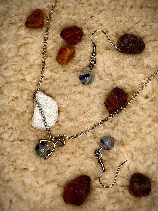 Marble Essence Earrings and Necklace Set