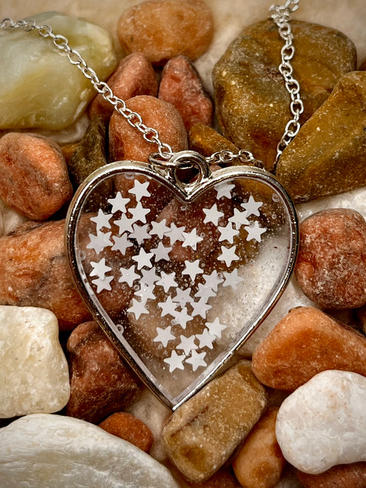Glitter resin charm necklace